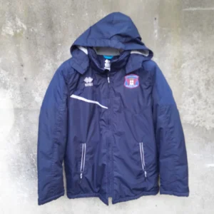 Carlisle United navy long football bench coat / jacket. Large mens.