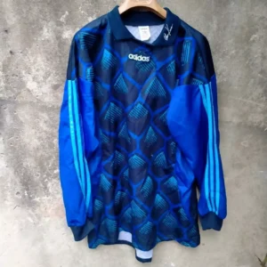 Adidas 1995 template blue goalkeeper football shirt / jersey. XL mens 90s khan
