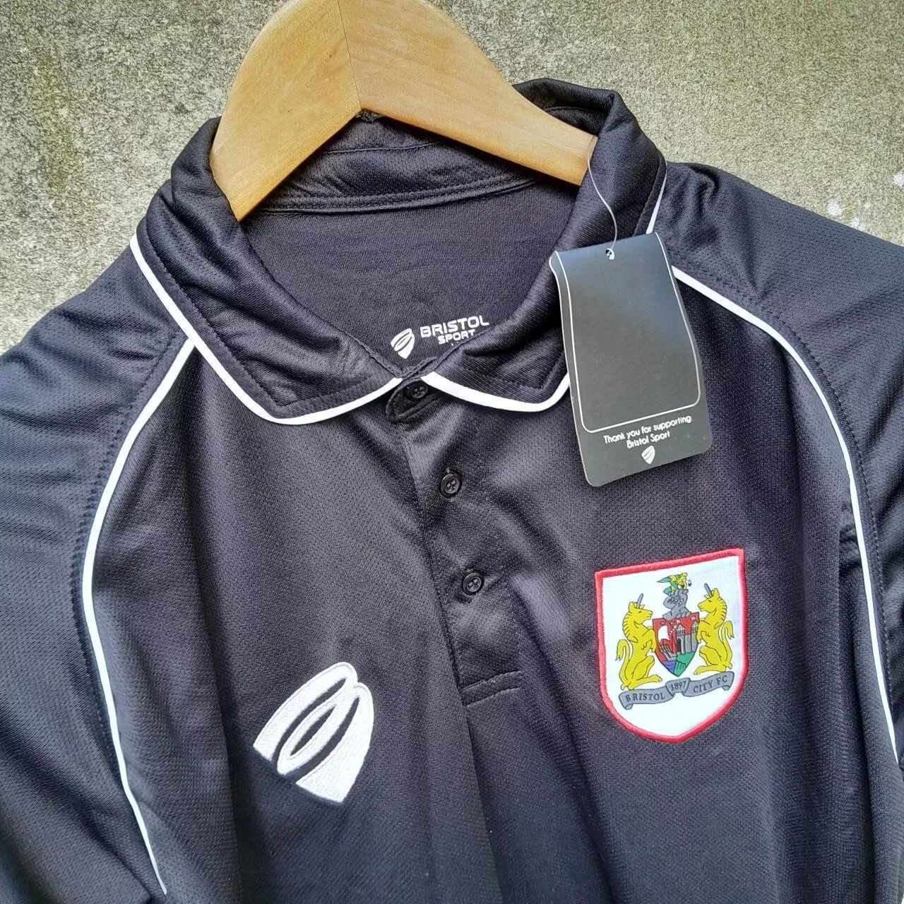 Bristol City black polo football shirt / jersey. Large mens. Bnwt - Image 4