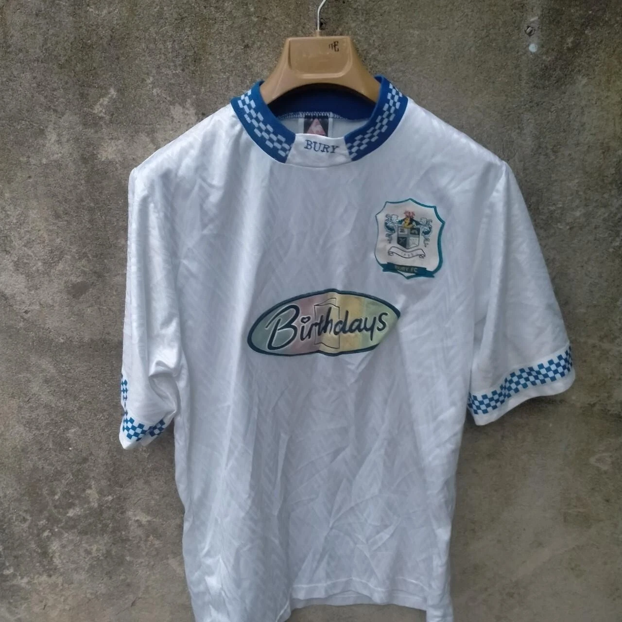 Bury FC 1996-97 home football shirt / jersey. Medium mens.