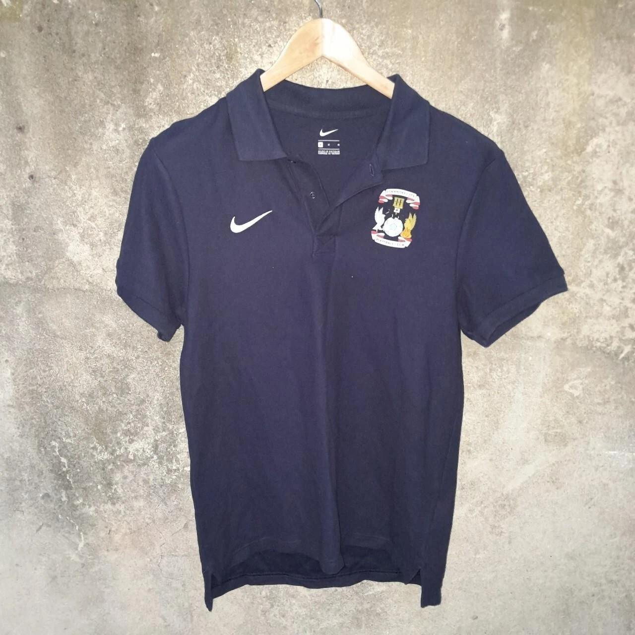 Coventry City navy training football polo shirt / jersey. Medium mens.