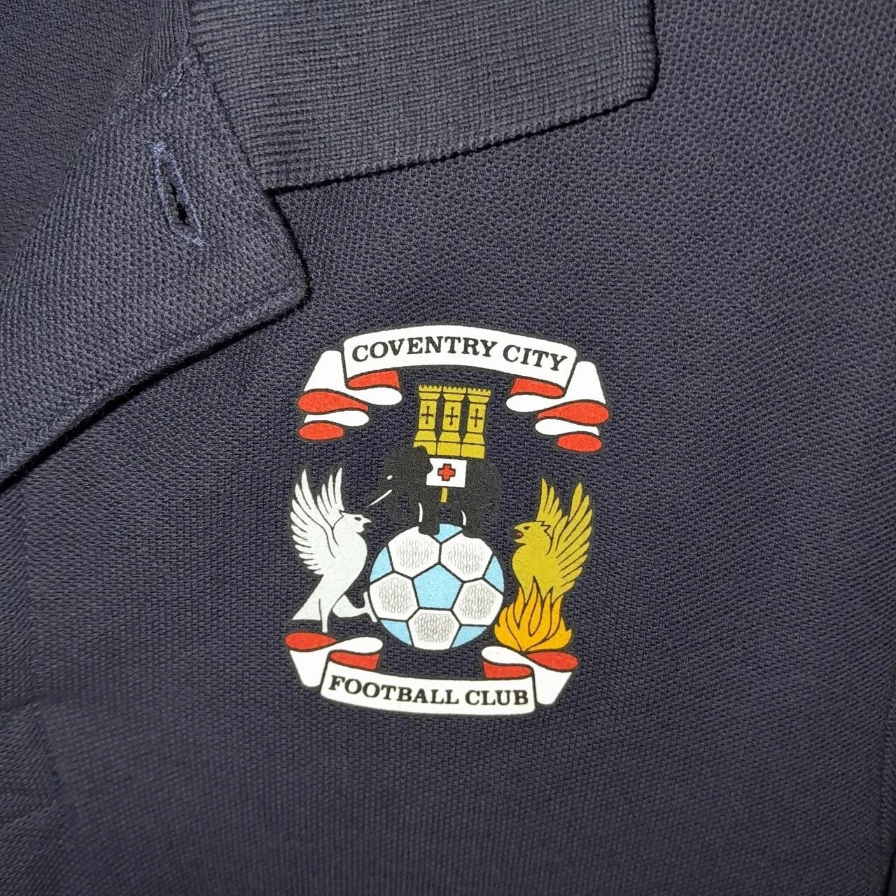 Coventry City navy training football polo shirt / jersey. Medium mens. - Image 3