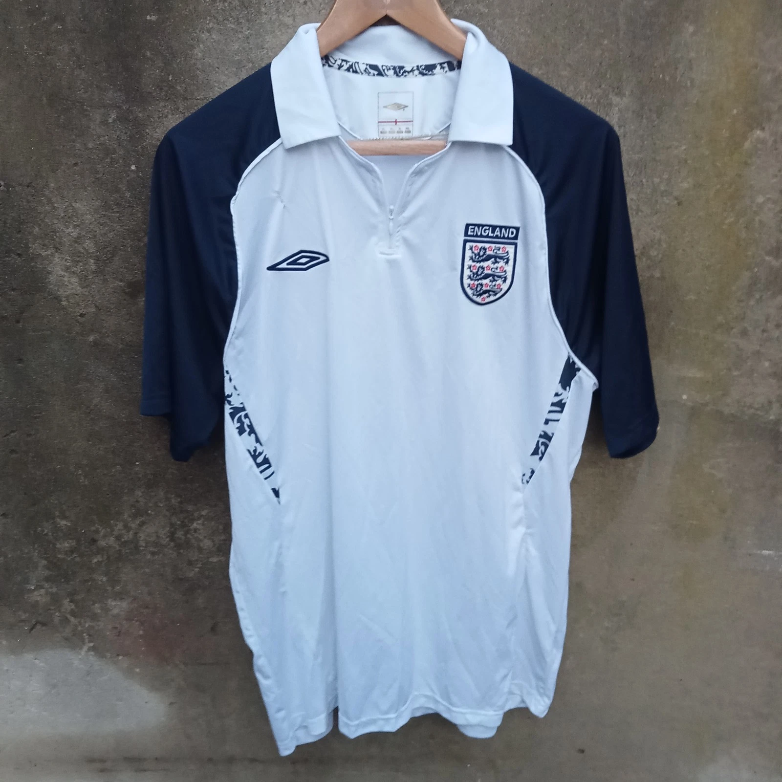 England 2001-03 training zip polo football shirt | jersey, Mens XL