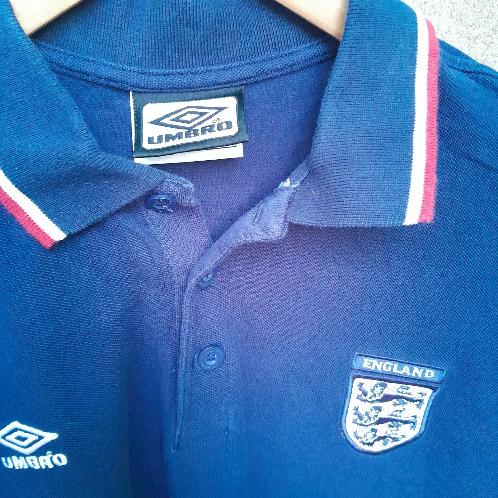 England 2002 navy football polo shirt / jersey. XL mens. - Image 2
