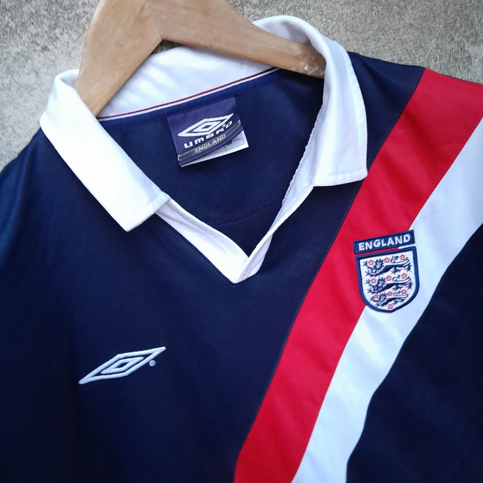 England 2002 navy sash training football shirt / jersey. XL mens - Image 2