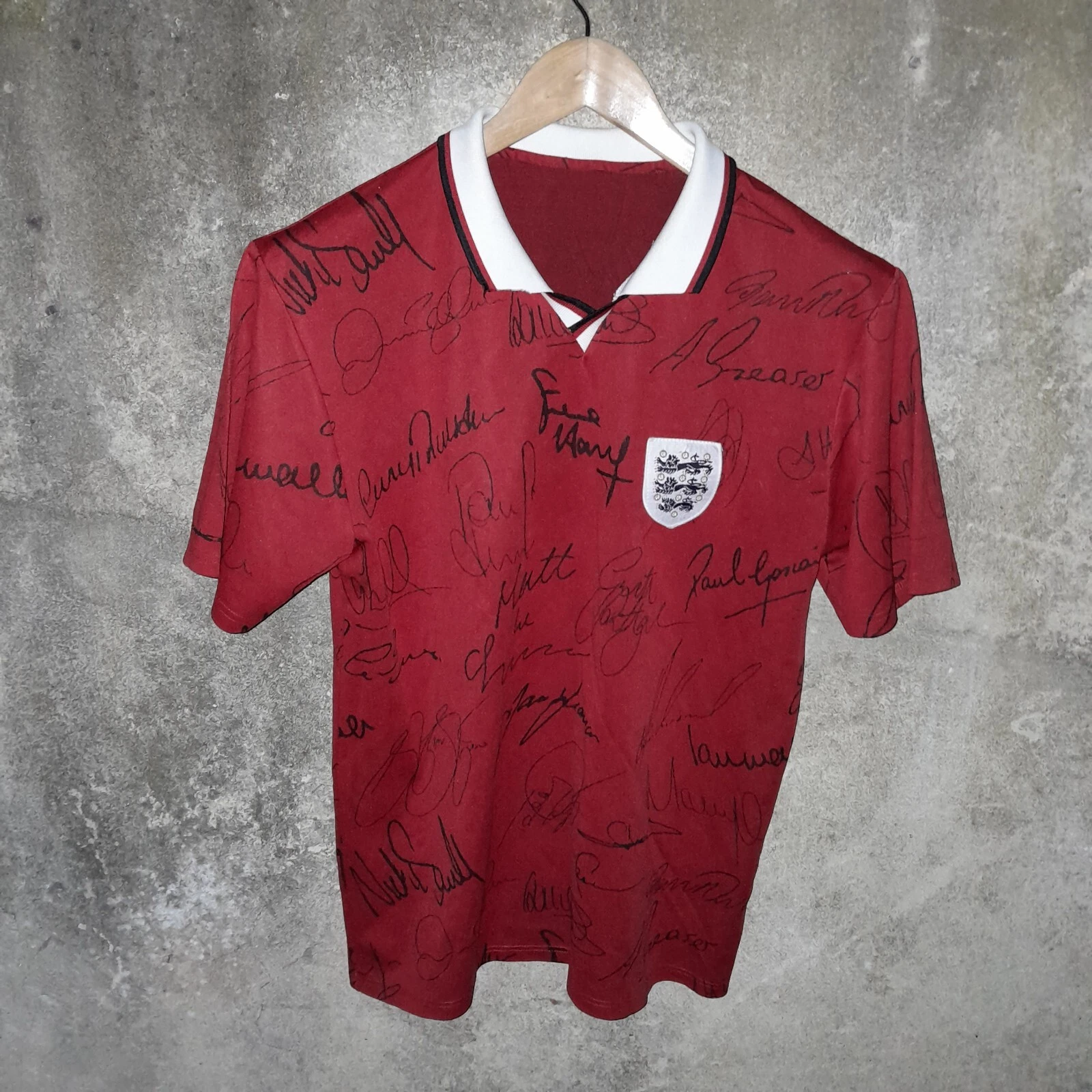 England 90s football shirt / jersey. Signed