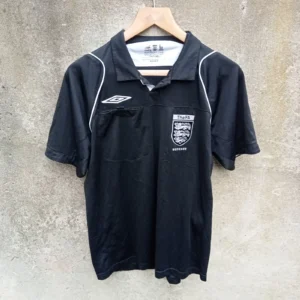 English FA black Ref football referee shirt , jersey, Mens Large