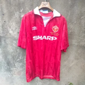Manchester United 1992-93 home football jersey shirt. Large mens lace