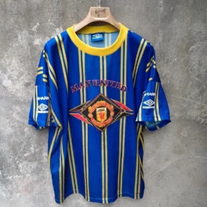 Manchester United mid 90s blue training football shirt / jersey. Large mens