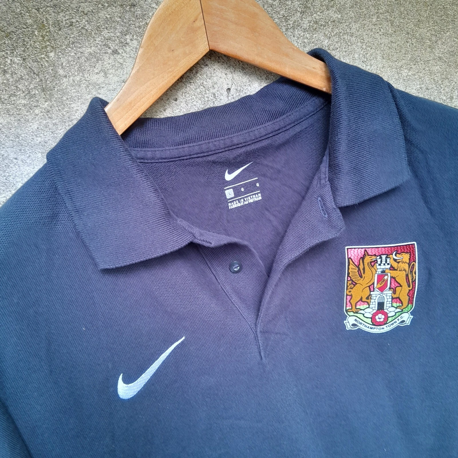 Northampton Town navy polo shirt / jersey. Large mens. - Image 2