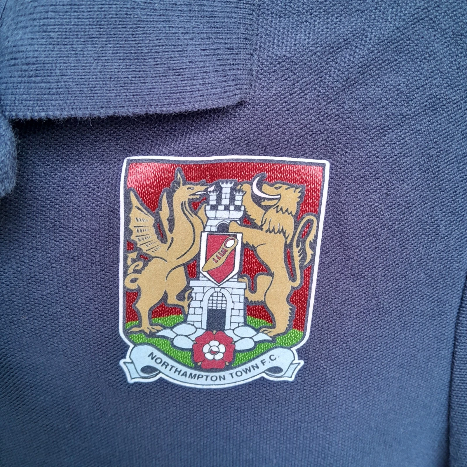 Northampton Town navy polo shirt / jersey. Medium mens. - Image 4