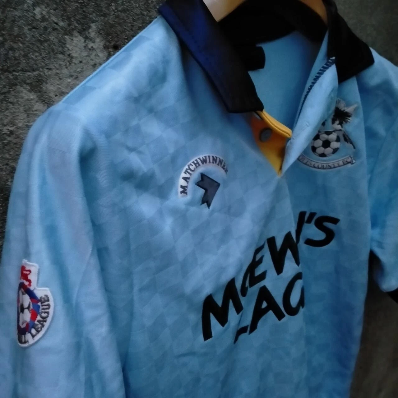 Notts County 1989-91 away football shirt / jersey. Large boys - XS mens - Image 2