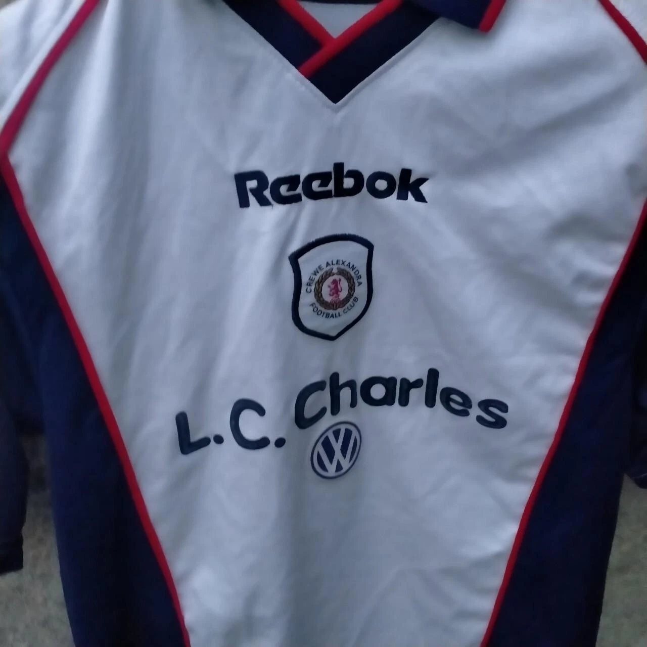Signed Crewe Alexandra 2000-01 away football shirt/ jersey. Large boys. - Image 3