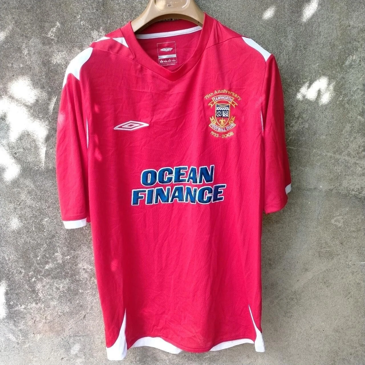 Tamworth 2008-09 home football shirt / jersey, medium mens 75th anniversary
