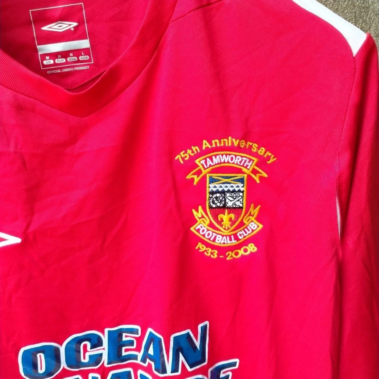 Tamworth 2008-09 home football shirt / jersey, medium mens 75th anniversary - Image 2