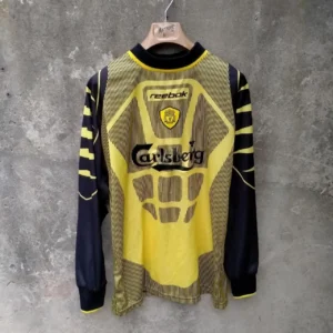 Very rare Liverpool 2001-02 yellow goalkeeper football shirt / jersey Small mens