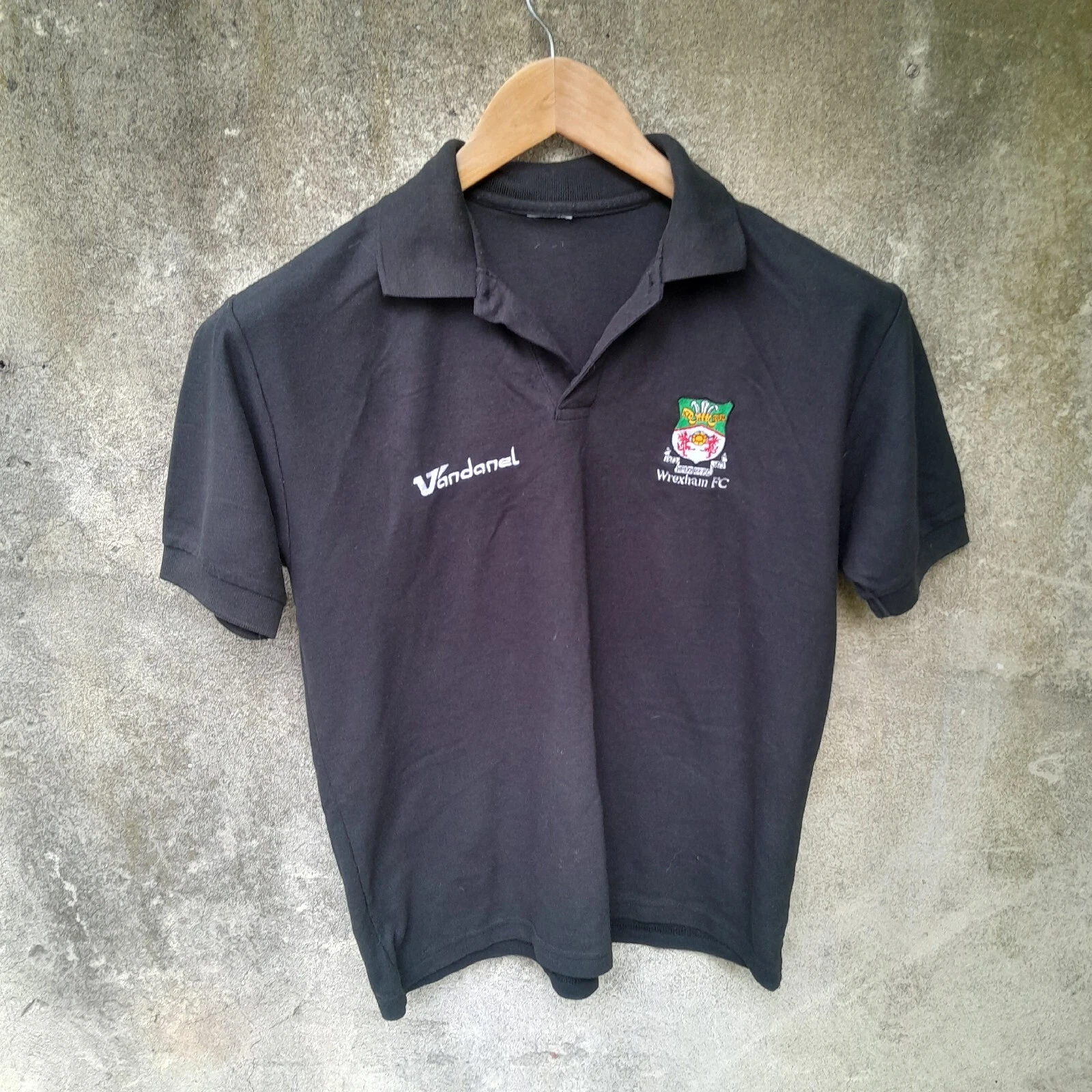 Wrexham black polo football shirt / jersey. Small mens.